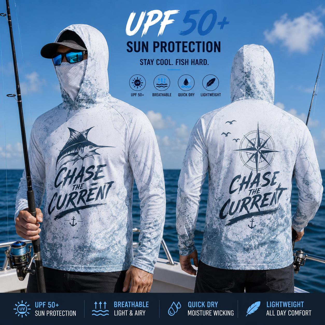 Fishing Hoodie Shirt Men Long  – Fishing Mask Sun Protection Bewertung und Preis