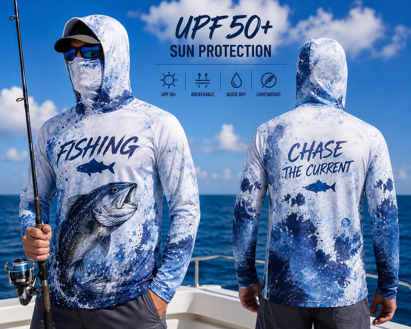 Fishing Hoodie Shirt Men Long  – Fishing Mask Sun Protection Bewertung und Preis