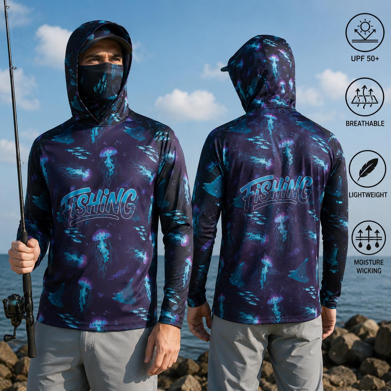 Fishing Shirt Hooded Men Fishi – Fishing Mask Sun Protection Bewertung und Preis